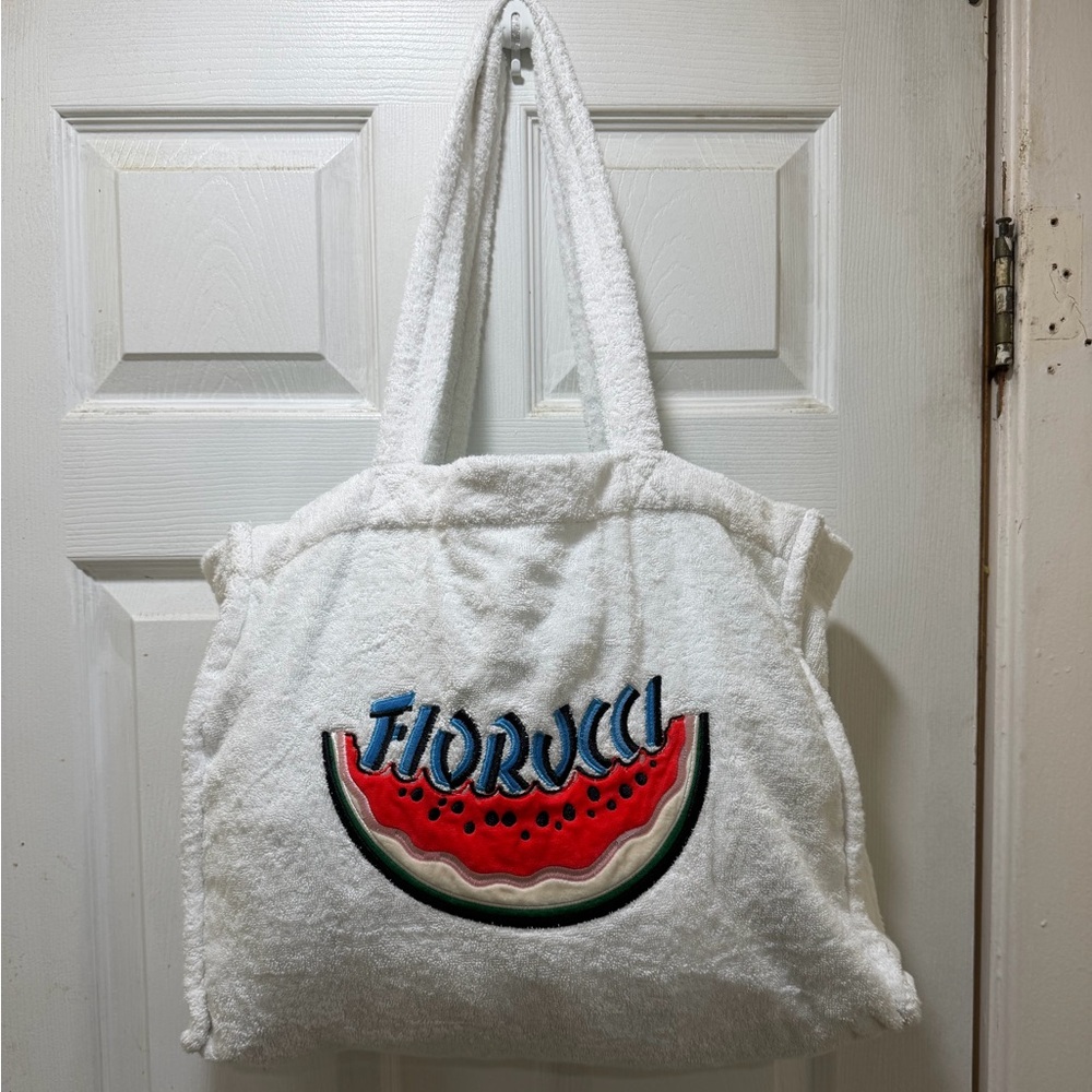 Fiorucci White Terry Tote with Watermelon Design